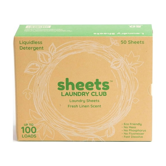 Sheets Laundry Club Laundry Detergent Sheets (Up to 100 Loads) 50 Laundry Sheets- Fresh Linen laundry sheet - New liquidless laundry detergent technology - Good for the earth making laundry a breeze.