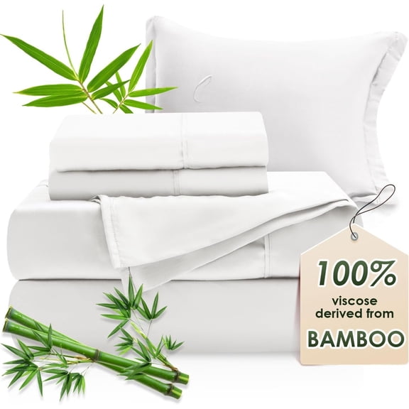 Sheets Luxury Sheets Viscose Derived from , 4 count Soft & Cooling Sheet Set for Hot Sleepers, Size Bedding, 16" Deep Pocket, White