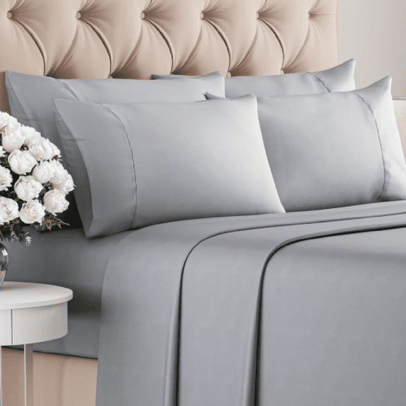 Sheets Set 6 Piece - Includes 4 Pillowcases - Bed Sheets Size - Soft Hotel Luxury Bedding - Cooling, Comfy, Cozy & Breathable - 1 Flat & 1 Fitted & 4 Pillowcases w/ Deep Pockets - Steel Blue