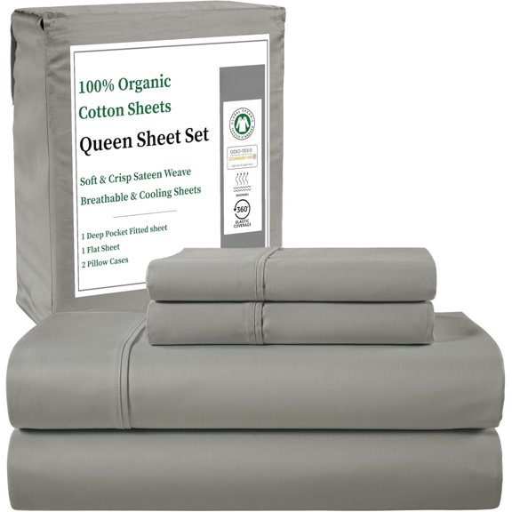 Sheets Size Bed Set Deep Pockets, 300 TC Sheet Set, Soft Breathable Sateen Weave Elasticated Sheet & Pillowcase Sets, No & Shrink, Machine washable-