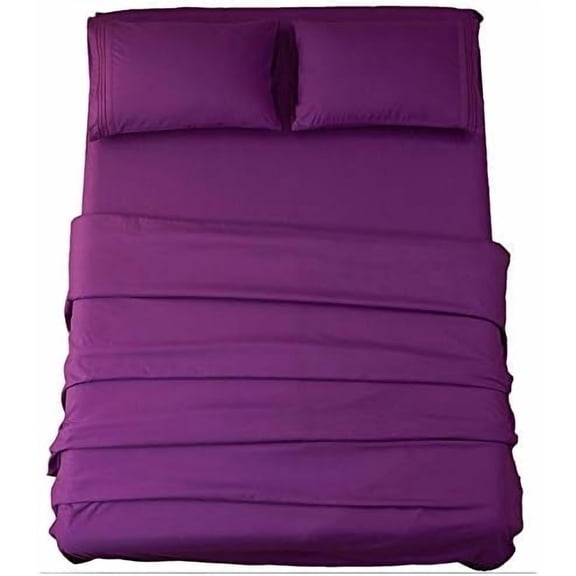 Sheets Super Soft Microfiber 1800 Thread Count 18 Inch Deep Pocket 4 Piece Queen Size Purple