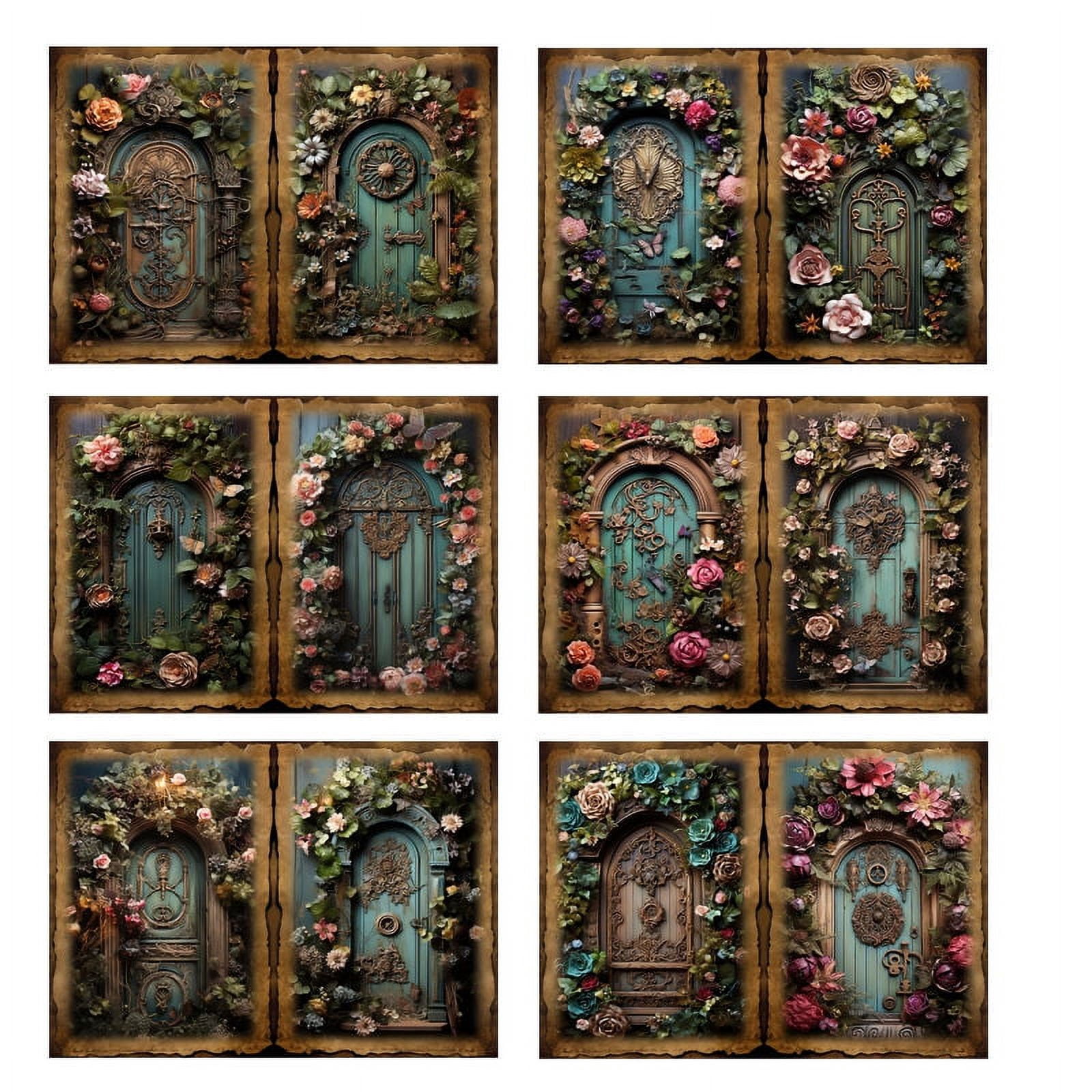 Sheets Vintage Floral Doors and Windows Junk Journal Paper, Copperplate ...