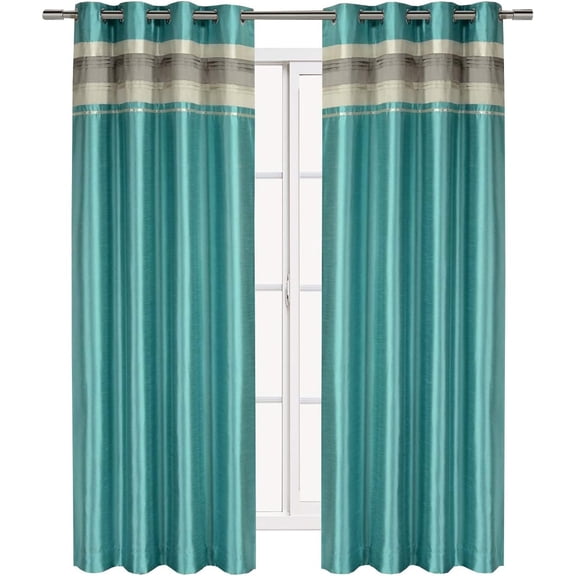 Sheetsnthigs Milan 54-Inch Wide x 96-Inch Long, Single Grommet Top Lined Blackout Curtain, Blue