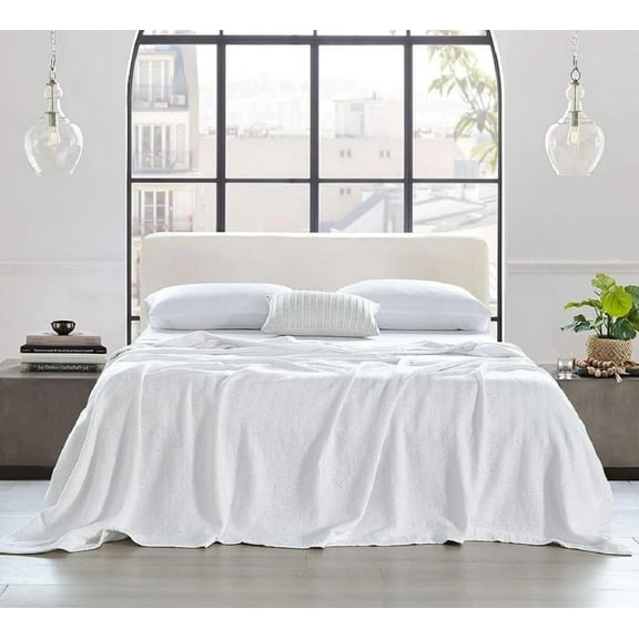Sheetsnthings 100% Cotton 2-Ply Sheet Blanket (King/Calking Size 106x92, White) Lightweight and Comfortable for All Seasons