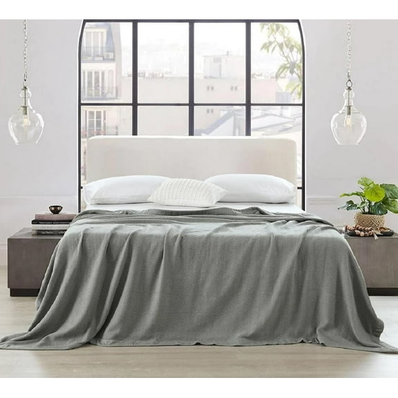 Sheetsnthings 100% Cotton 2-Ply Sheet Blanket (Twin/Twin XL Size 68x90, Grey) Lightweight and Comfortable for All Seasons