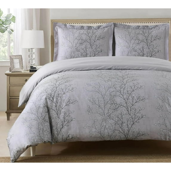 Sheetsnthings 2pc 100% Cotton Duvet Cover Set (Twin/Twin XL) Arboreal Leafy Foliage Pattern Comforter Cover with Pillow Sham