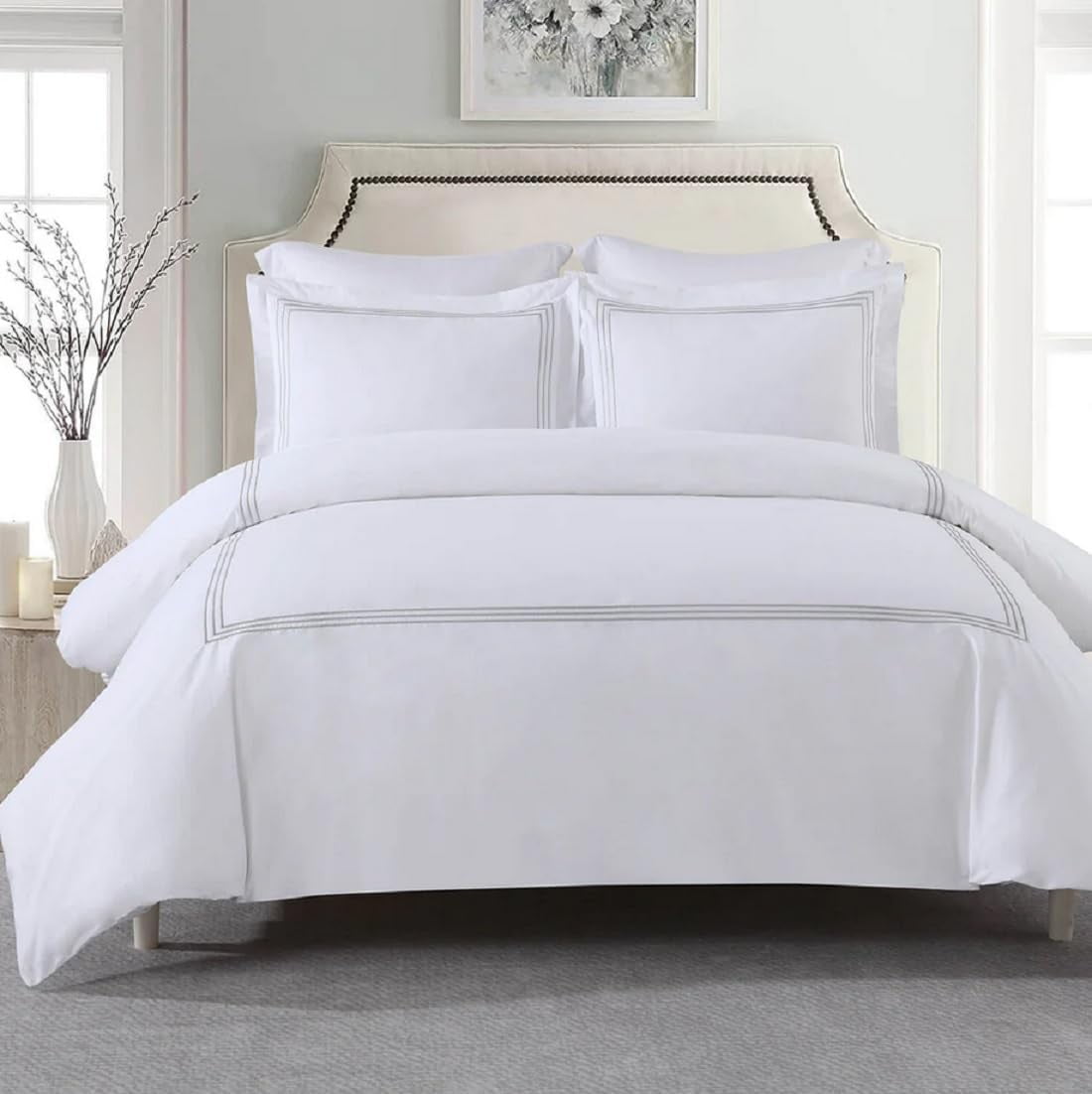 Sham Thing Sheetsnthings 2pc Percale Duvet Cover Set (Twin/Twin XL, Grey) Adeline ...