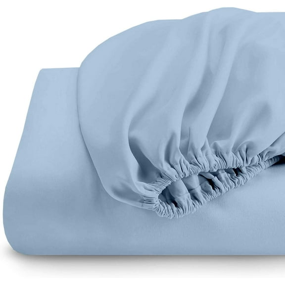 Sheetsnthings 650 Thread Count, Cotton Blend Top Split King Fitted Sheet Only for Adjustable Beds, Blue, Half Split Bottom Sheet Sold Separately