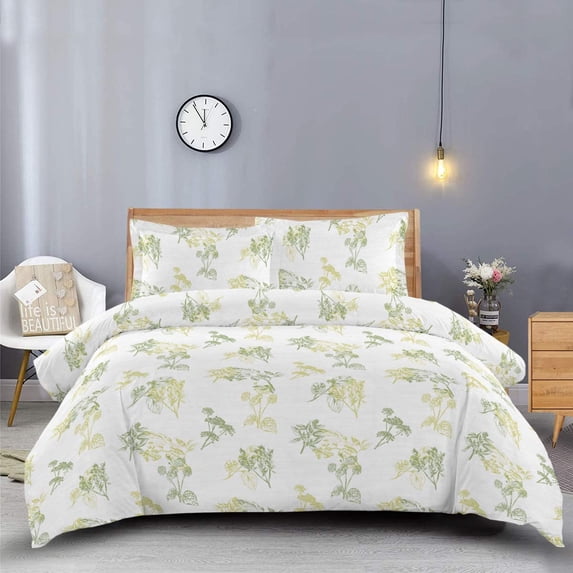 Sheetsnthings 7PC Heavyweight Flannel Bedding Set -Full Size- Printed Hedgerow (Duvet Cover Set with Matching Bed Sheets)