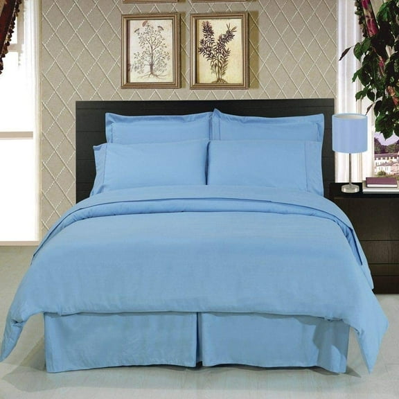 Sheetsnthings 8PC Bed in a Bag Bedding Set Solid Blue 100% Microfiber, Full Size