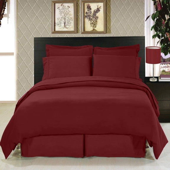 Sheetsnthings 8PC Bed in a Bag Bedding Set Solid Burgundy 100% Microfiber, California King Size