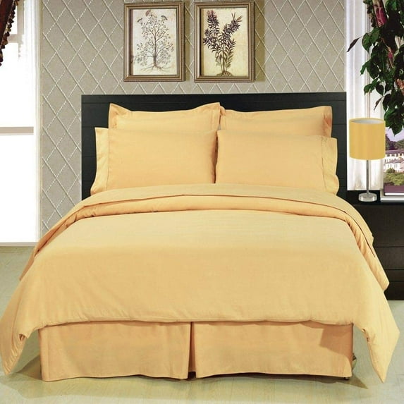 Sheetsnthings 8PC Bed in a Bag Bedding Set Solid Gold 100% Microfiber, King Size