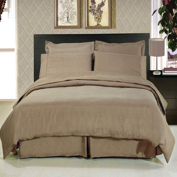 Sheetsnthings 8PC Bed in a Bag Bedding Set Solid Taupe 100% Microfiber, Queen Size