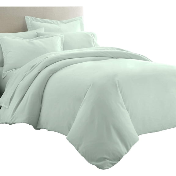 Sheetsnthings 8pc Bed in a Bag Set: Queen Size, Viscose from Bamboo, Solid Sea (Sheet Set & Duvet Cover Set) + White Down Alternative Comforter