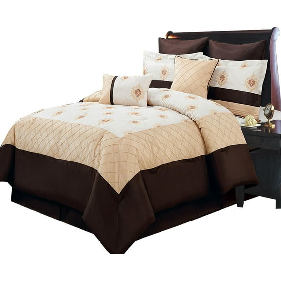 Sheetsnthings 8pc Madison Comforter Set (Queen Size) Includes: Comforter, Bed Skirt, Pillow Shams, Decorative Pillows