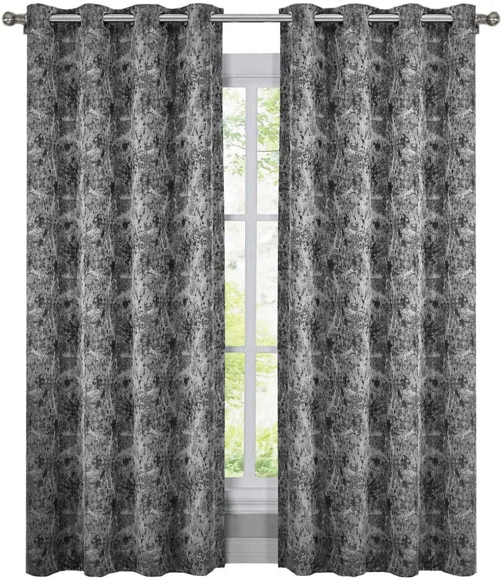 Sheetsnthings Abstract Bali 54-Inch Wide x 84-Inch Long Panel, Set of 2 Jacquard Thermal Insulated Blackout Curtains, Black