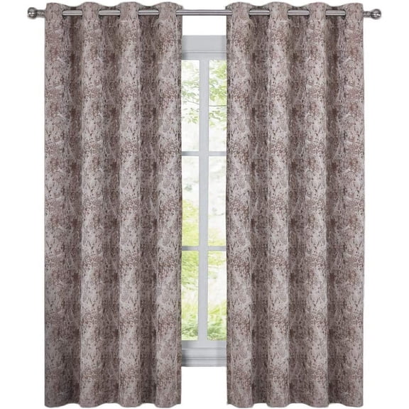 Sheetsnthings Abstract Bali 54-Inch Wide x 84-Inch Long Panel, Set of 2 Jacquard Thermal Insulated Blackout Curtains, Brown