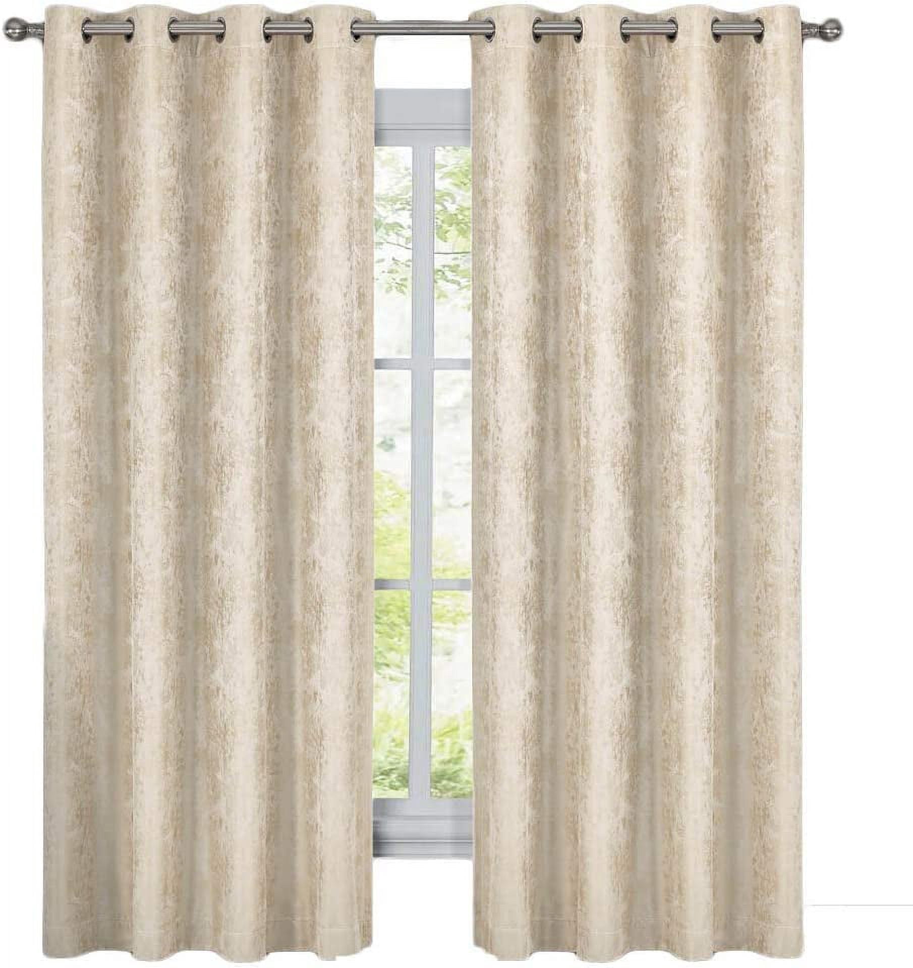 Sheetsnthings Abstract Bali 54-Inch Wide x 96-Inch Long Panel, Set of 2 Jacquard Thermal Insulated Blackout Curtains, Beige
