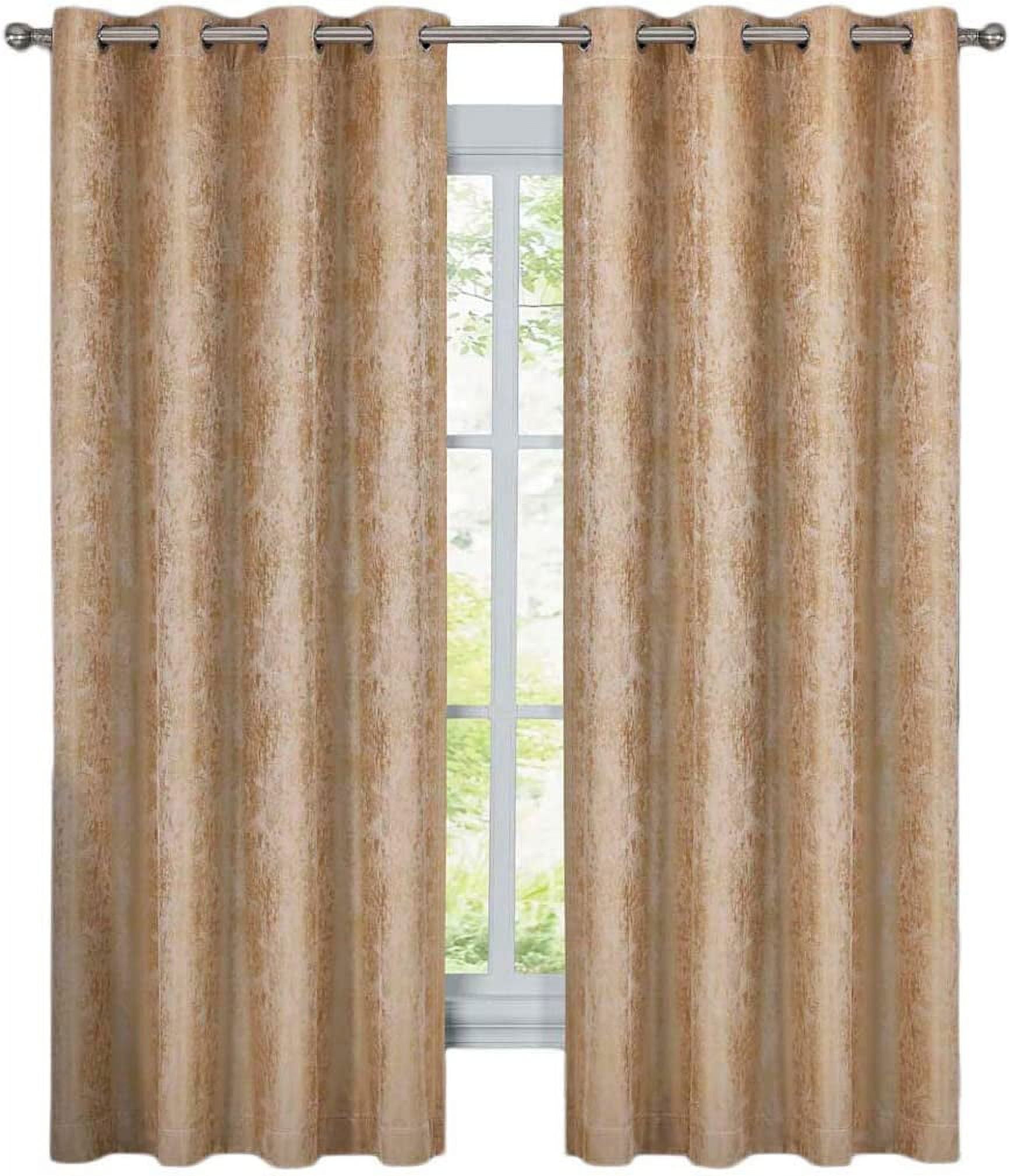 Sheetsnthings Abstract Bali 54-Inch Wide x 96-Inch Long Panel, Set of 2 Jacquard Thermal Insulated Blackout Curtains, Gold