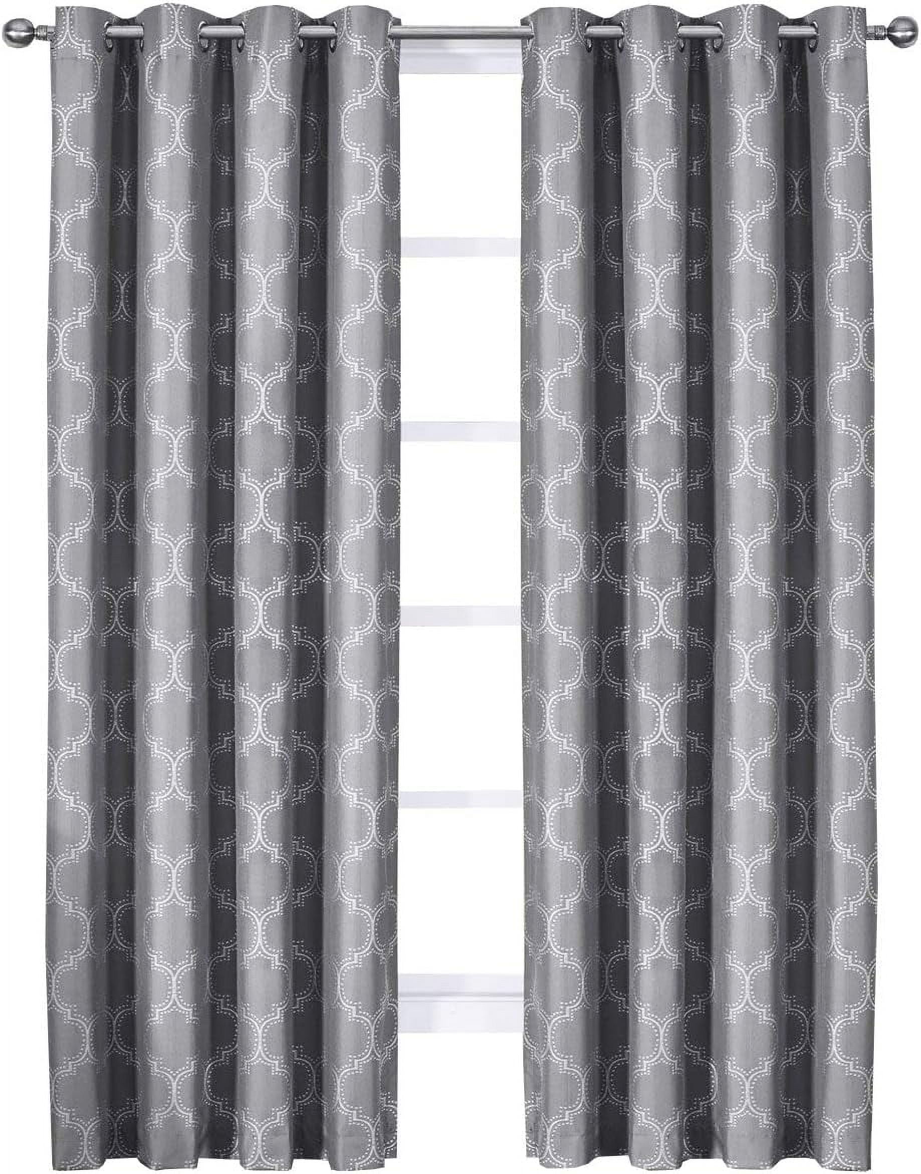 Sheetsnthings Alana 54-Inch Wide x 108-Inch Long Panel, Set of 2 Jacquard Thermal Insulated Blackout Curtains, Grey