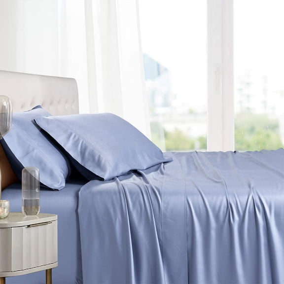 Sheetsnthings Bamboo Viscose Bed Sheets (Full, Solid Periwinkle) Super Soft and Cool 4PC Sheet Set