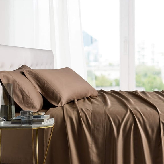 Sheetsnthings Bamboo Viscose Bed Sheets (Full, Solid Taupe) Super Soft and Cool 4PC Sheet Set