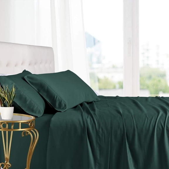 Sheetsnthings Bamboo Viscose Sheets for Adjustable Beds (Split King, Solid Teal) Super Soft and Cool 5PC Sheet Set