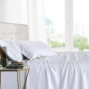 Sheetsnthings Bamboo Viscose Sheets for Adjustable Beds (Split King, Solid White) Super Soft and Cool 5PC Sheet Set