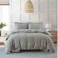 thumbnail image 1 of Sheetsnthings Belgian Flax Linen-Cotton Blend Medium Warmth 4PC Bedding Set Includes: Duvet Cover Set with Down Alternative Comforter, (Full/Queen, Grey), 1 of 2