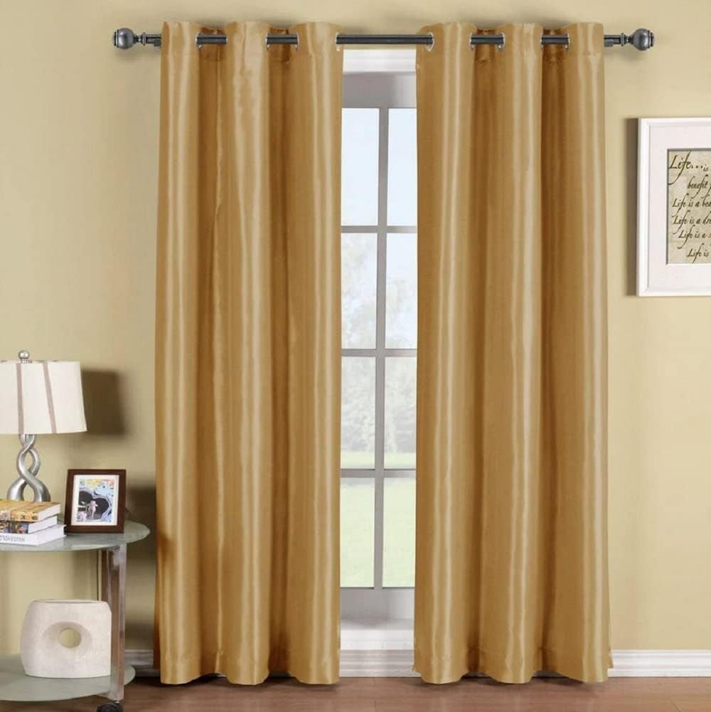 Sheetsnthings Blackout Curtain 42 x 96 Inch, Gold Single Panel/Thermal Insulated Room Darkening Bedroom Curtain