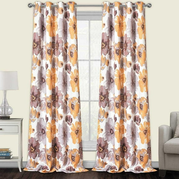 Sheetsnthings Blackout Window Curtains Set of 2 (52W x 84L) Panels, Floral Leahanna Room Darkening Drapes