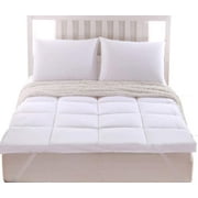 Sheetsnthings Box Stitch 233-Thread-Count, 100% Cotton 2-Inch Thick Twin XL Mattress Pad/Topper with Down Alternative Fill, White