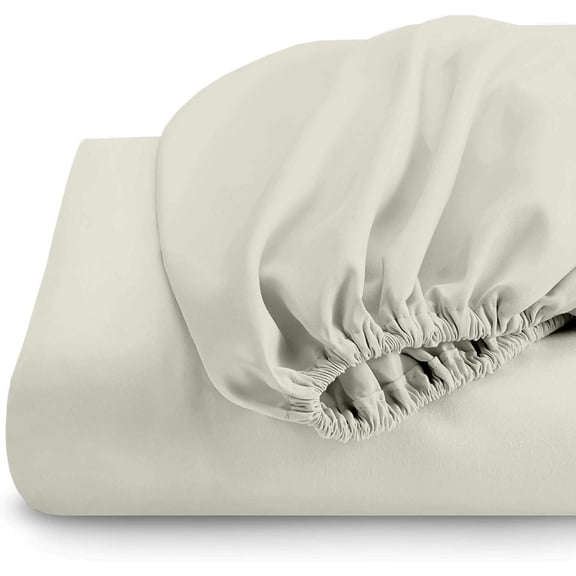 Sheetsnthings Brushed Microfiber Fitted Sheet Only (California King Size, Solid Ivory) Wrinkle Resistant and Soft Bed Sheet