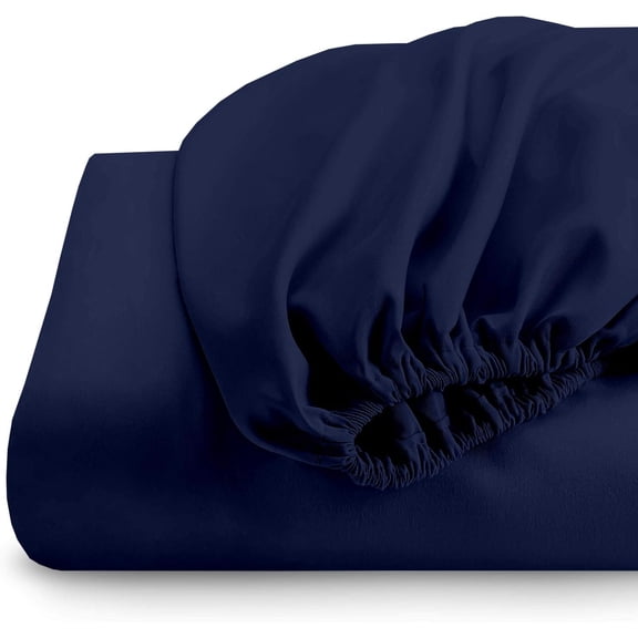 Sheetsnthings Brushed Microfiber Fitted Sheet Only (California King Size, Solid Navy) Wrinkle Resistant and Soft Bed Sheet