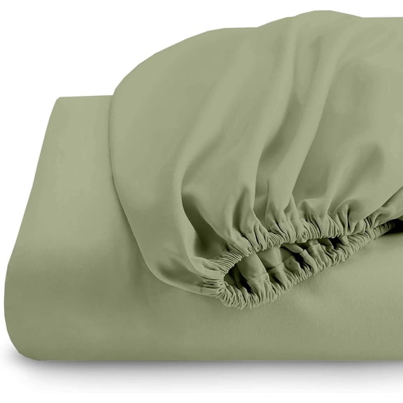 Sheetsnthings Brushed Microfiber Fitted Sheet Only (California King Size, Solid Sage) Wrinkle Resistant and Soft Bed Sheet