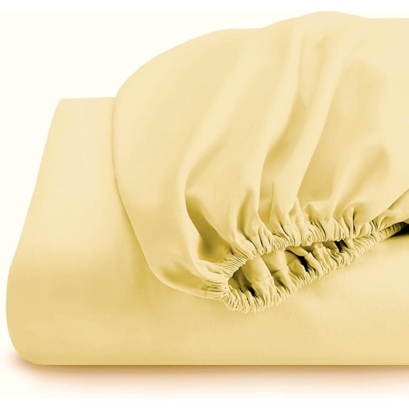 Sheetsnthings Brushed Microfiber Fitted Sheet Only (Queen Size, Solid Gold) Wrinkle Resistant and Soft Bed Sheet