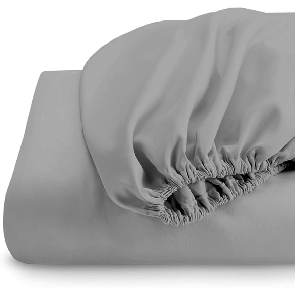 Sheetsnthings Brushed Microfiber Fitted Sheet Only (Queen Size, Solid Grey) Wrinkle Resistant and Soft Bed Sheet