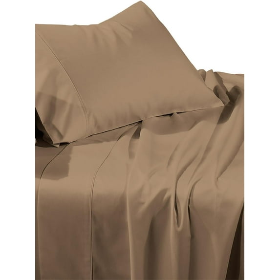 Sheetsnthings Brushed Microfiber Flat Sheet Only (California King Size, Solid Taupe) with 2 Matching Pillowcases as Bonus