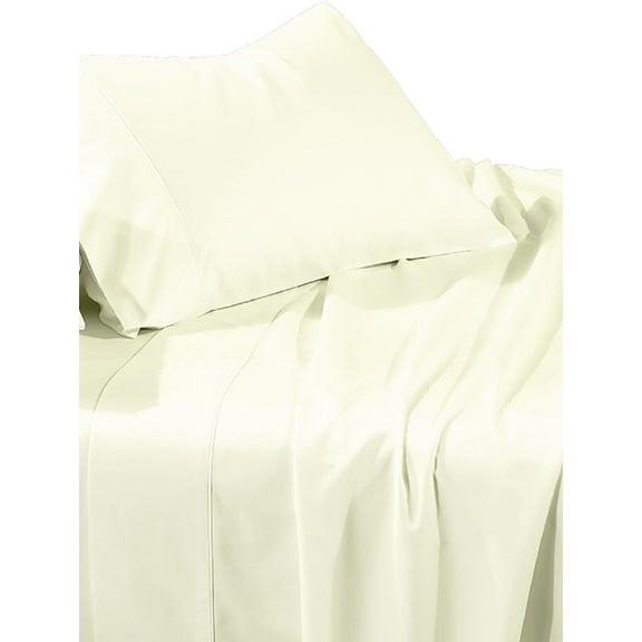 Sheetsnthings Brushed Microfiber Flat Sheet Only (Full Size, Solid Ivory) with 2 Matching Pillowcases as Bonus