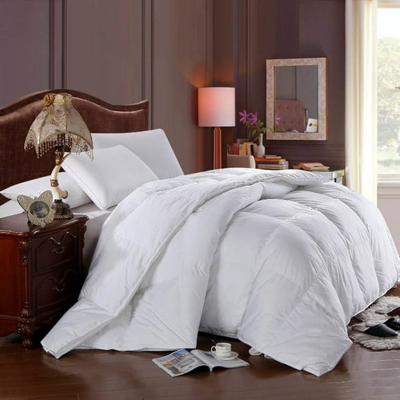Sheetsnthings Down Comforter Medium Weight/Warmth (King-California King) 100% Cotton Shell, Solid Pattern, Standard Down Fill, All Seasons Duvet Insert