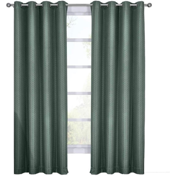 Sheetsnthings Diamond 54-Inch Wide x 108-Inch Long Panel, Set of 2 Jacquard Thermal Insulated Blackout Curtains, Turquoise