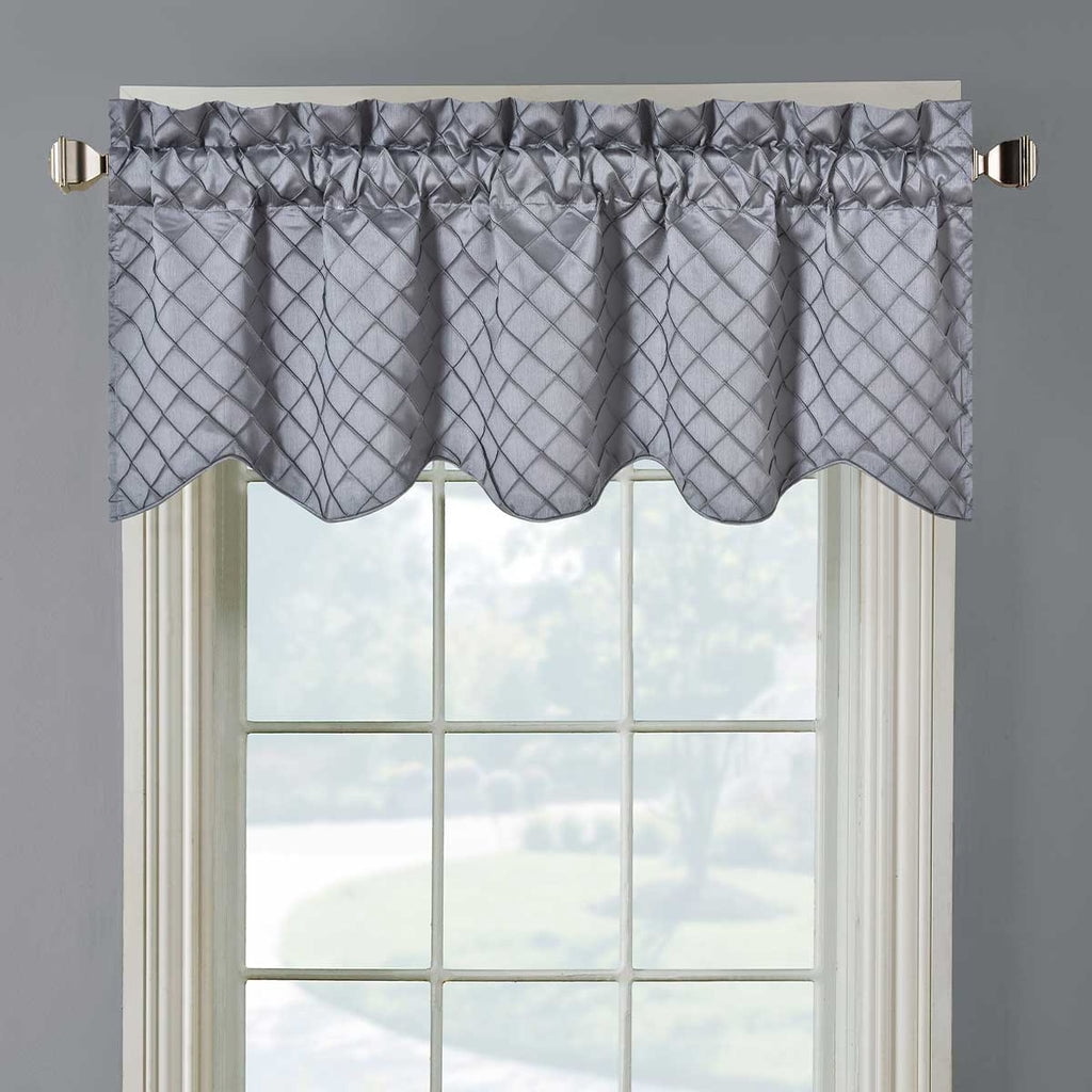 Sheetsnthings Diamond Embroidered Window Valance, Grey (52x17) Rod ...