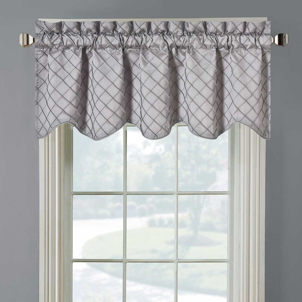 Sheetsnthings Diamond Embroidered Window Valance, Silver (52x17) Rod ...