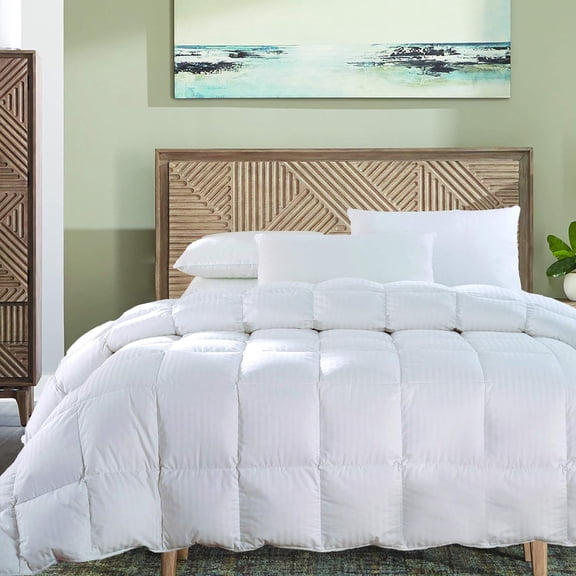 Sheetsnthings Down Comforter Medium Weight/Warmth (Twin-Twin XL) 100% Cotton Shell, Striped Pattern, Standard Down Fill, All Seasons Duvet Insert