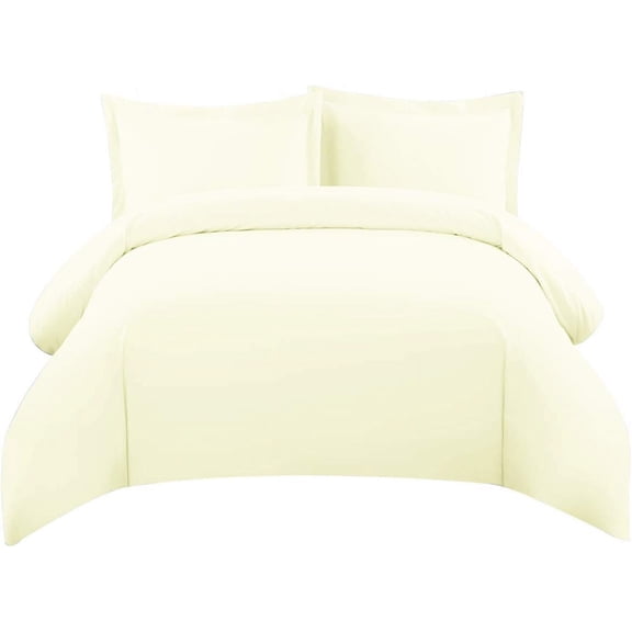 Sheetsnthings Duvet Bedding Set-Medium Weight Down Alternative Comforter (Duvet Insert with Duvet Cover and 2-Shams) Full/Queen, Solid Ivory