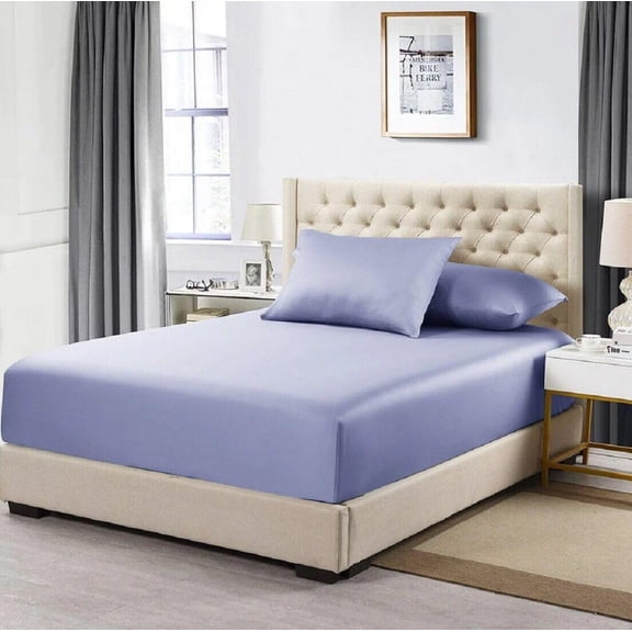 Sheetsnthings Fitted Sheet Only, 100% Cotton 600 Thread Count (California King Size, Solid Periwinkle)