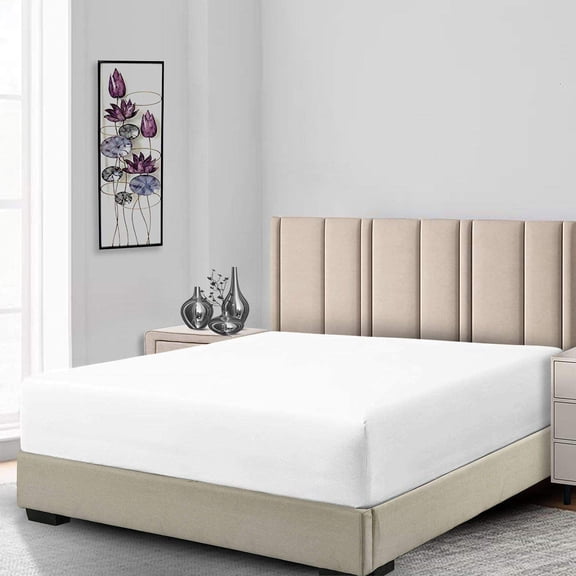Sheetsnthings Fitted Sheets, 650TC with Pockets (7-10 Inches) Perfect for Low Profile Mattresses, Cotton Blend (Full, Solid White)