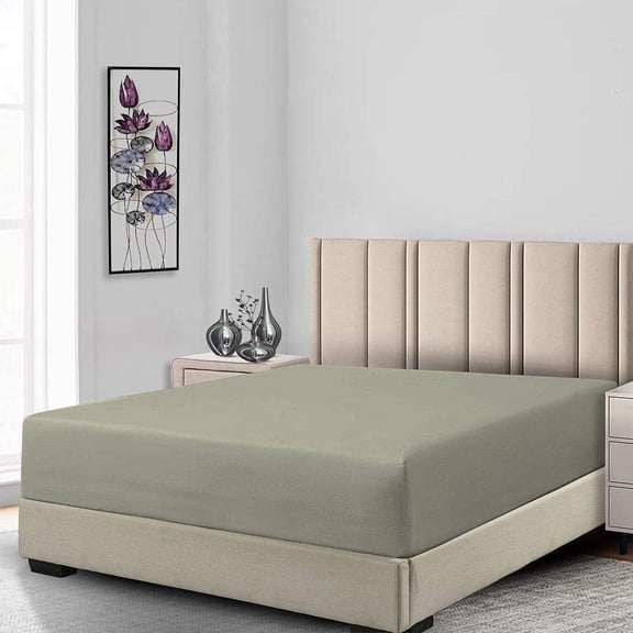 Sheetsnthings Fitted Sheets, 650TC with Pockets (7-10 Inches) Perfect for Low Profile Mattresses, Cotton Blend (Twin, Solid Sage)