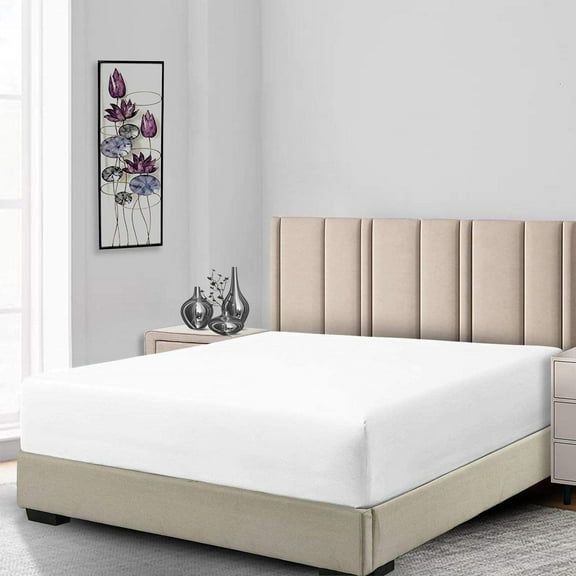Sheetsnthings Fitted Sheets, 650TC with Pockets (7-10 Inches) Perfect for Low Profile Mattresses, Cotton Blend (Twin, Solid White)