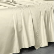 Sheetsnthings Flat Sheet Only Oversized 500 Thread Count Pure Cotton Luxurious Bed Linens 120 Inches x 112 Inches Solid Ivory -Made in USA